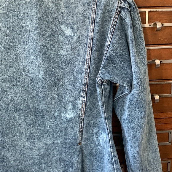 Acid Wash Puff Sleeve Peplum Blouse Jacket Layer Embroidered Size Medium - Picture 7 of 12